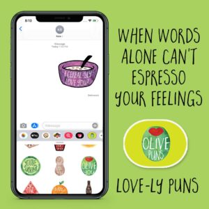 when words alone can't espresso your feelings, lovely puns funny pun imessage sticker pack