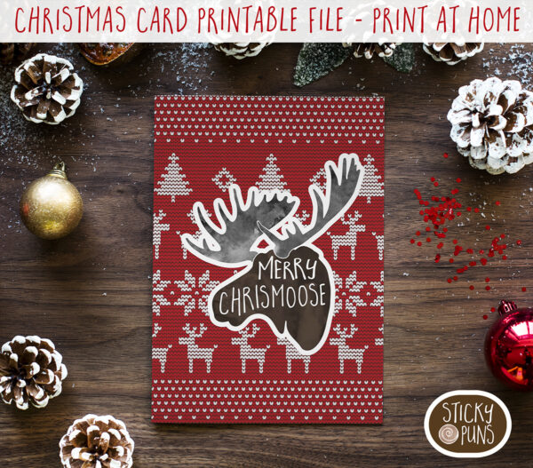 5x7 downloadable christmas card funny pun