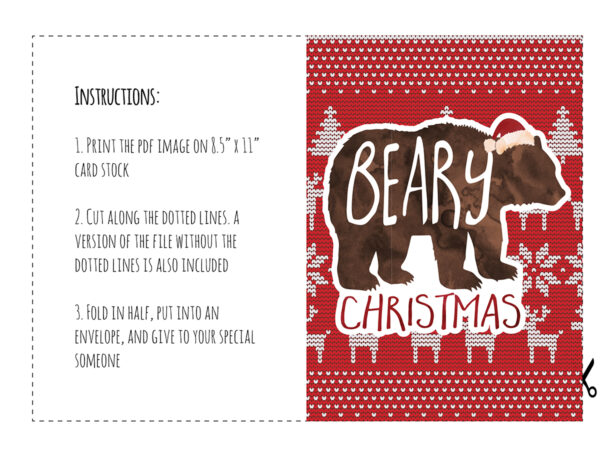 5x7 downloadable christmas card funny pun