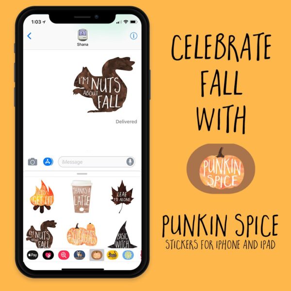 celebrate fall with PUNkin spice, funny iMessage sticker pack