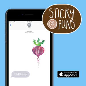 sticky puns, funny imessage sticker app