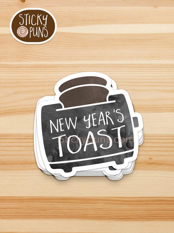 stack of New Year's TOAST pun stickers