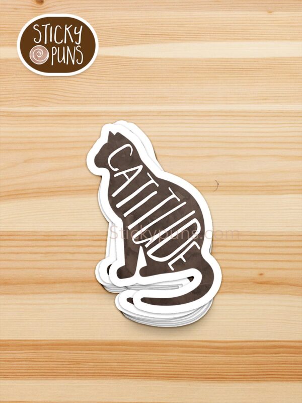 stack of CATitude - cute cat pun stickers