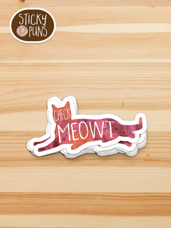 stack of Check MEOWt pun stickers