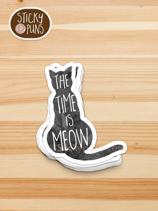 stack of The time is MEOW - cute cat pun stickers