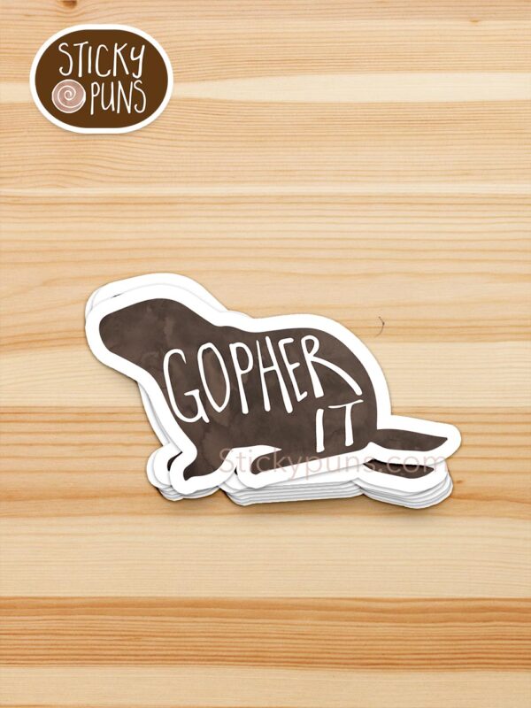 stack of gopher it pun stickers