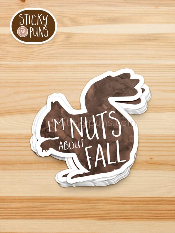 stack of I'm NUTS About Fall pun stickers