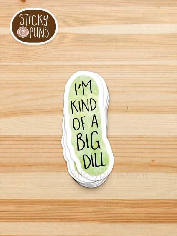 stack of big dill pun stickers