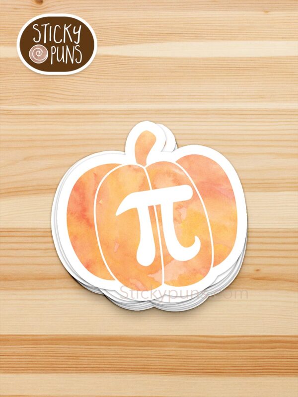 stack of pumpkin pi pun stickers