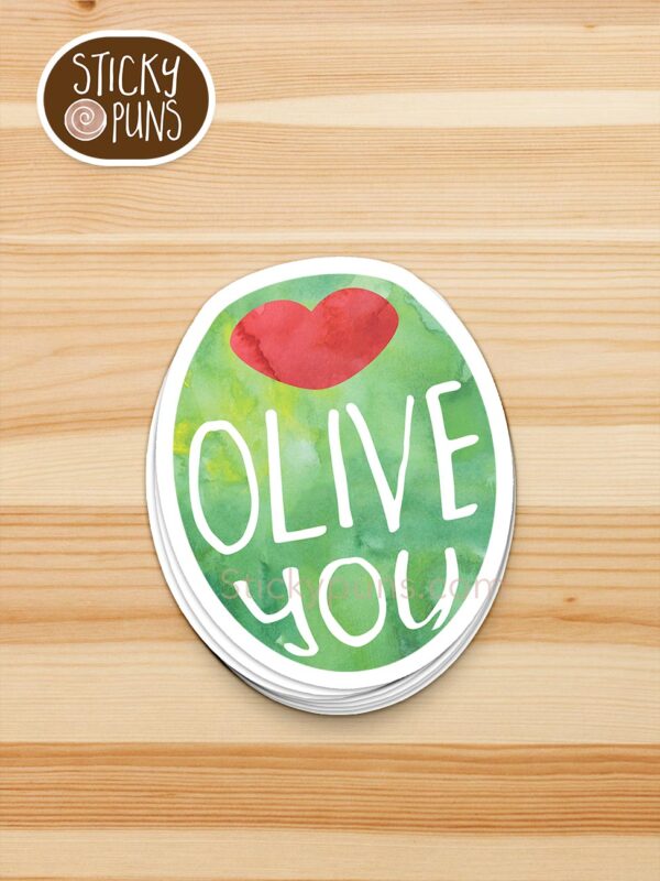 stack of OLIVE you pun stickers
