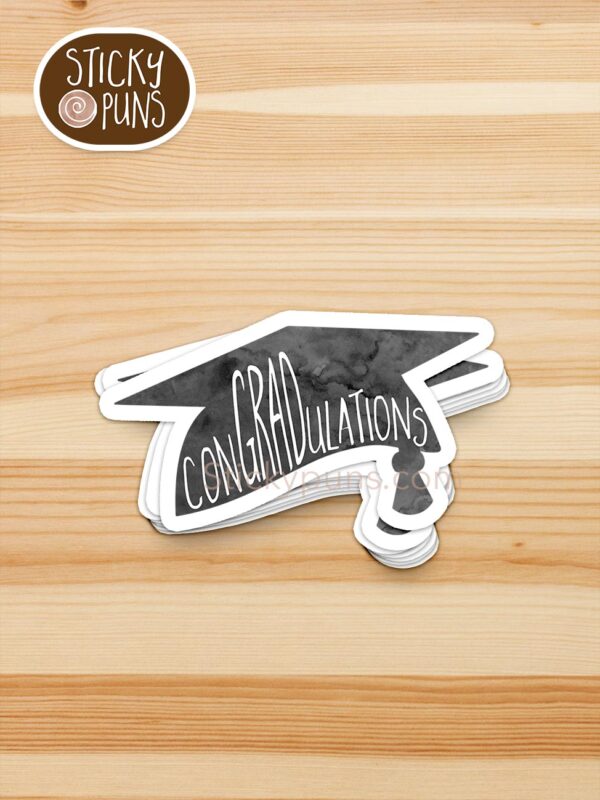 stack of ConGRADulations pun stickers