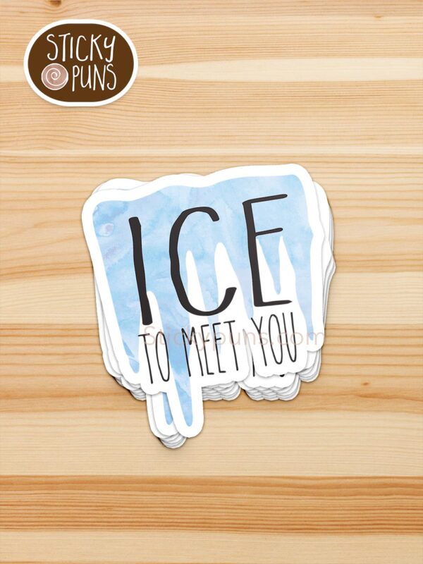 stack of ICE to meet you pun stickers