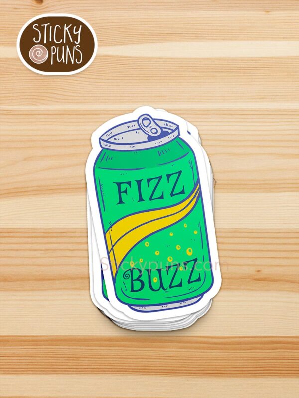 stack of Fizz Buzz' programming pun stickers