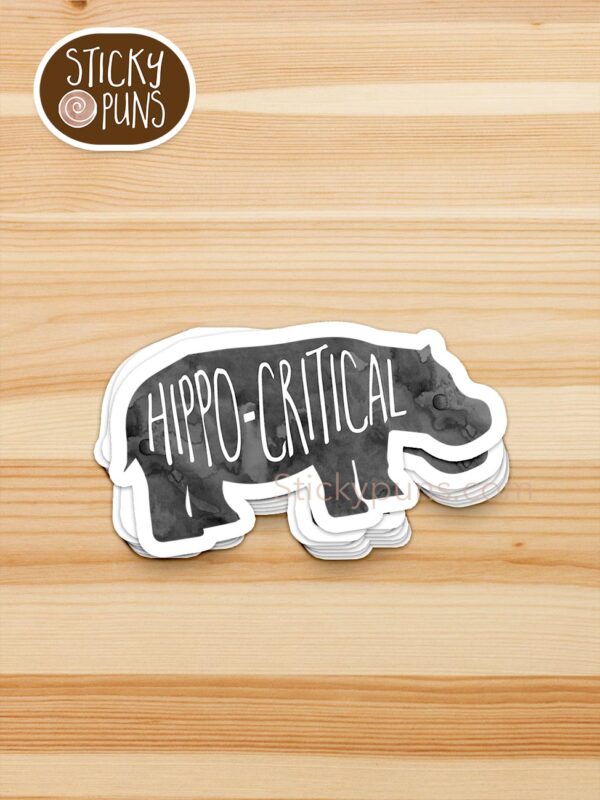 stack of hippo critical pun stickers