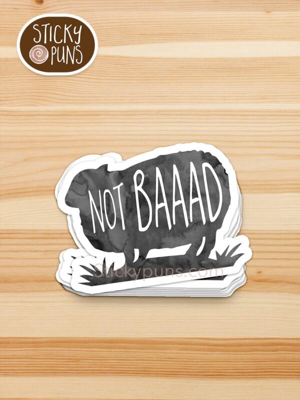 stack of not baaad pun stickers