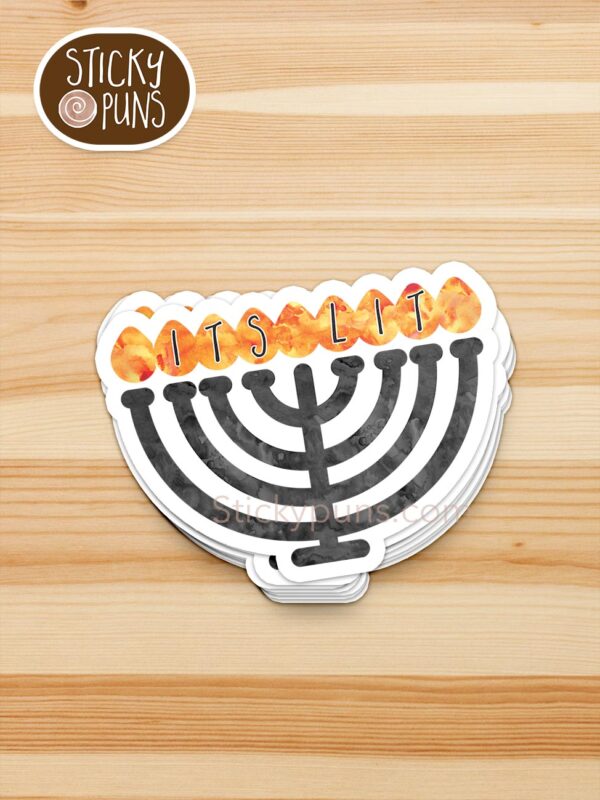 stack of It's lit - Menorah pun stickers