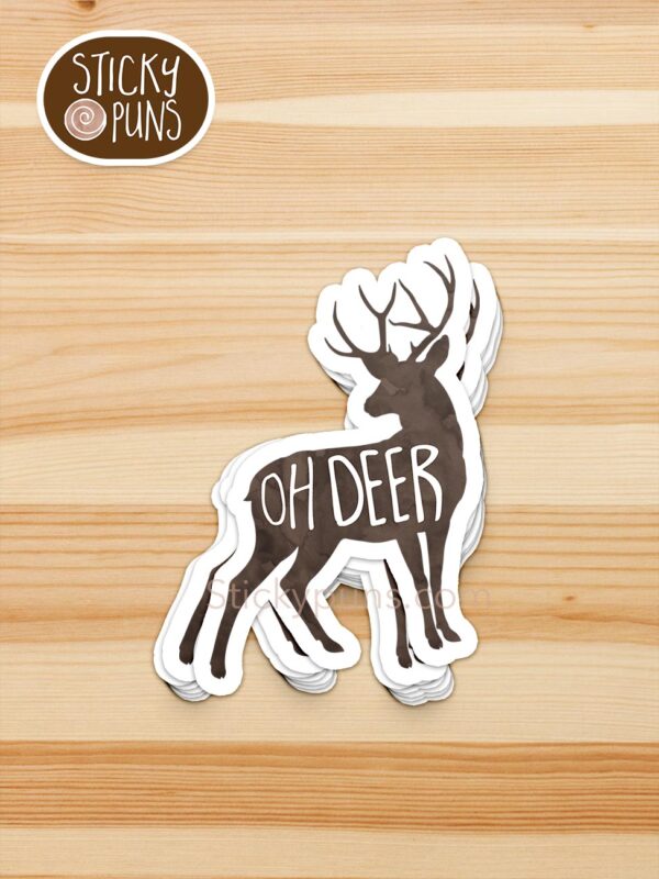 stack of oh deer pun stickers