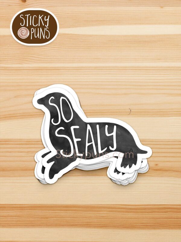 stack of so sealy pun stickers