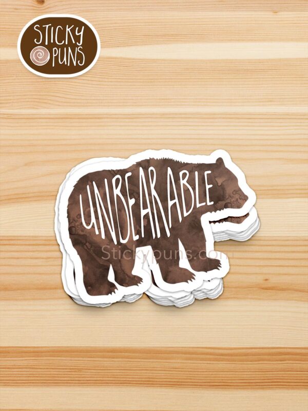 stack of unbearable bear pun stickers