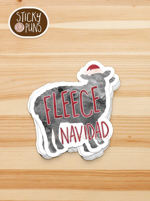 stack of fleece navidad pun stickers