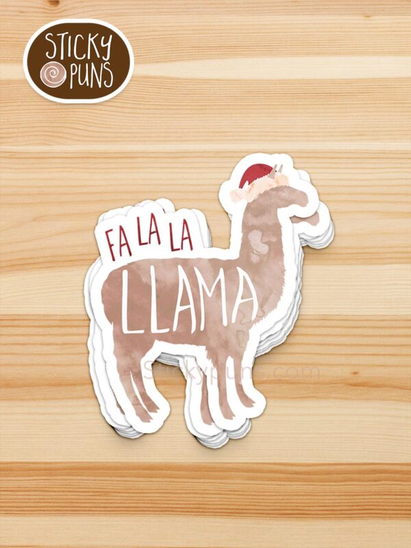 stack of fa la la llama pun stickers