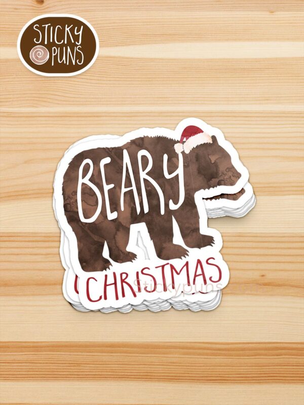 stack of beary christmas pun stickers