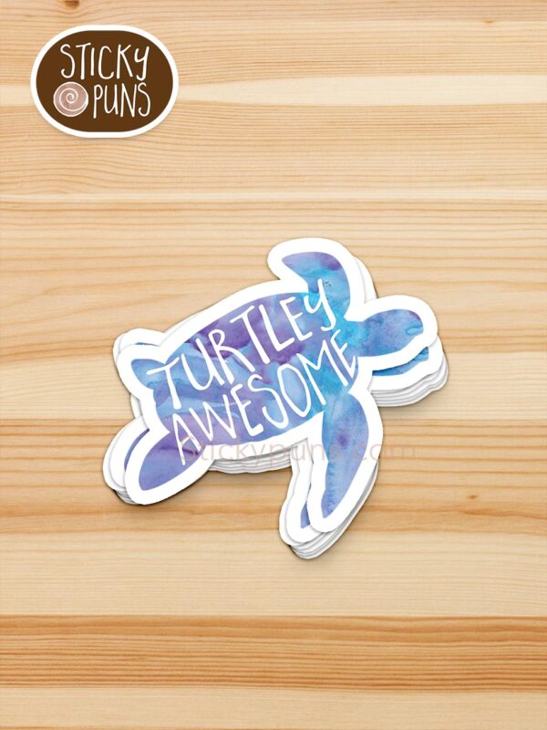 stack of turtley awesome pun stickers