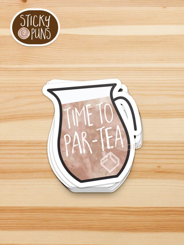 stack of time to par-tea pun stickers