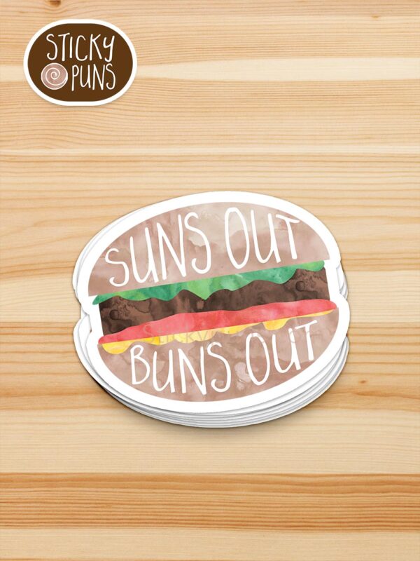 stack of suns out buns out pun stickers