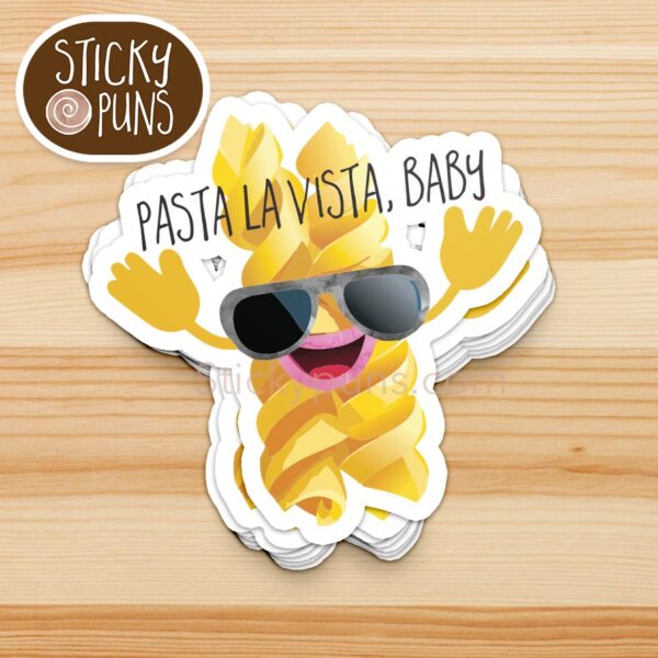 stack of funny spanish pasta pun stickers