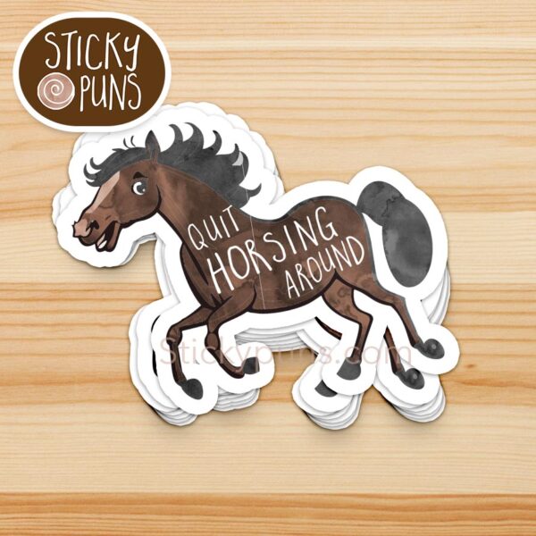 stack of funny horse pun stickers