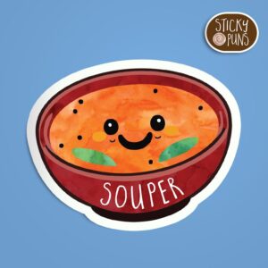 cute kawaii soup pun sticker - souper