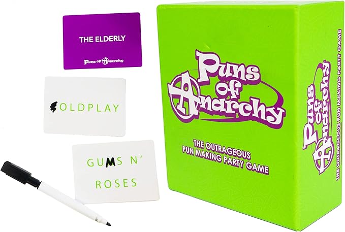 Puns of Anarchy play on words game with category cards