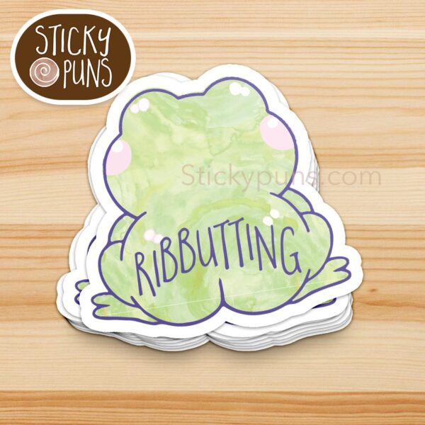 cartoon frog butt sticker in playful watercolor design