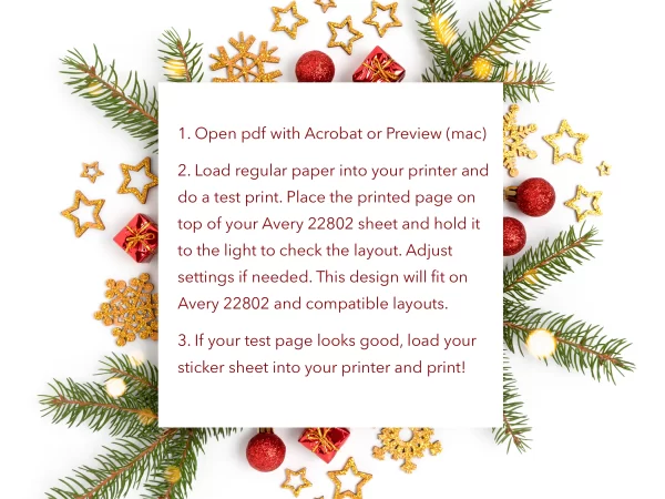 instructions for printing Christmas tags