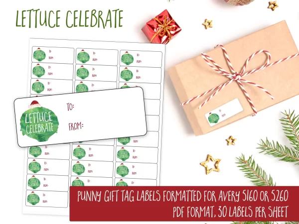 funny Christmas gift tag with lettuce