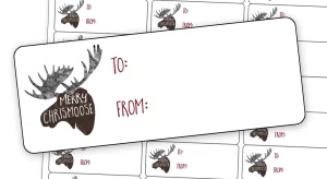 funny Christmas gift tag with moose