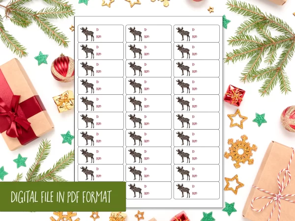 funny Christmas gift tags with holiday moose