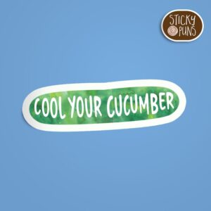 Funny cucumber sticker with a calming twist