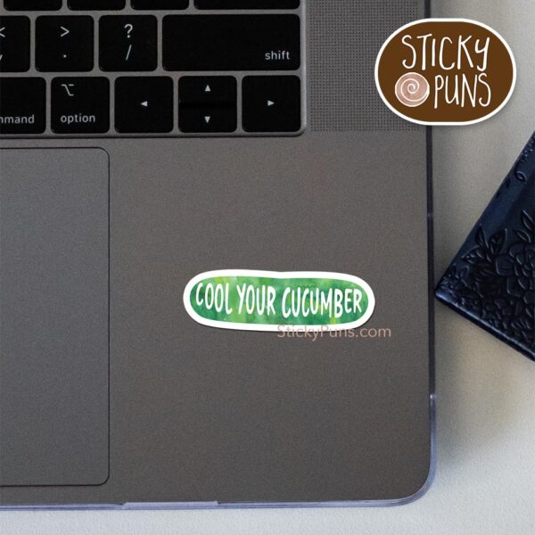 Cucumber pun sticker with chill vibes