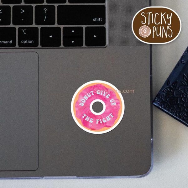 Funny pun sticker with a pink donut design