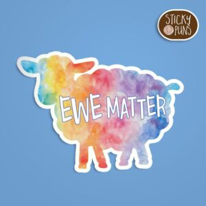 Positivity quotes for women sheep sticker with colorful watercolor design