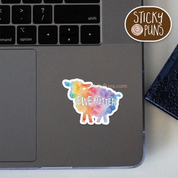 Watercolor sheep sticker with positivity quote for women