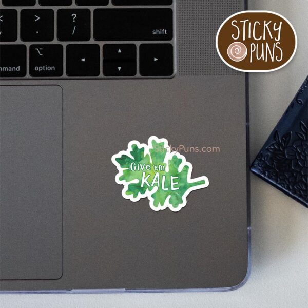 Give Em Kale sticker for kale lovers and pun enthusiasts