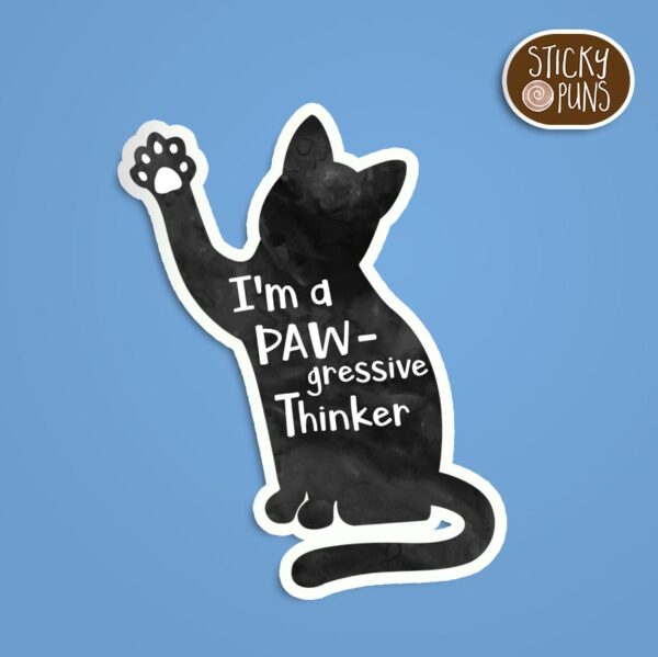 Crazy Cat Lady Liberal Sticker – I’m a PAW-gressive Thinker