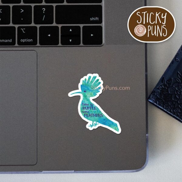 Punny bird sticker with watercolor design