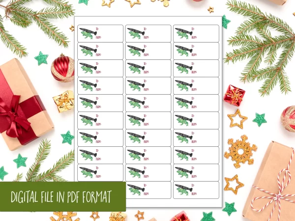 funny Christmas gift tags with toad and missile